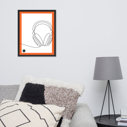 Framed poster - Line Art Headphones