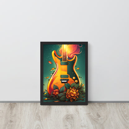 Framed poster - GUITAR IN FLORAL PATTERN