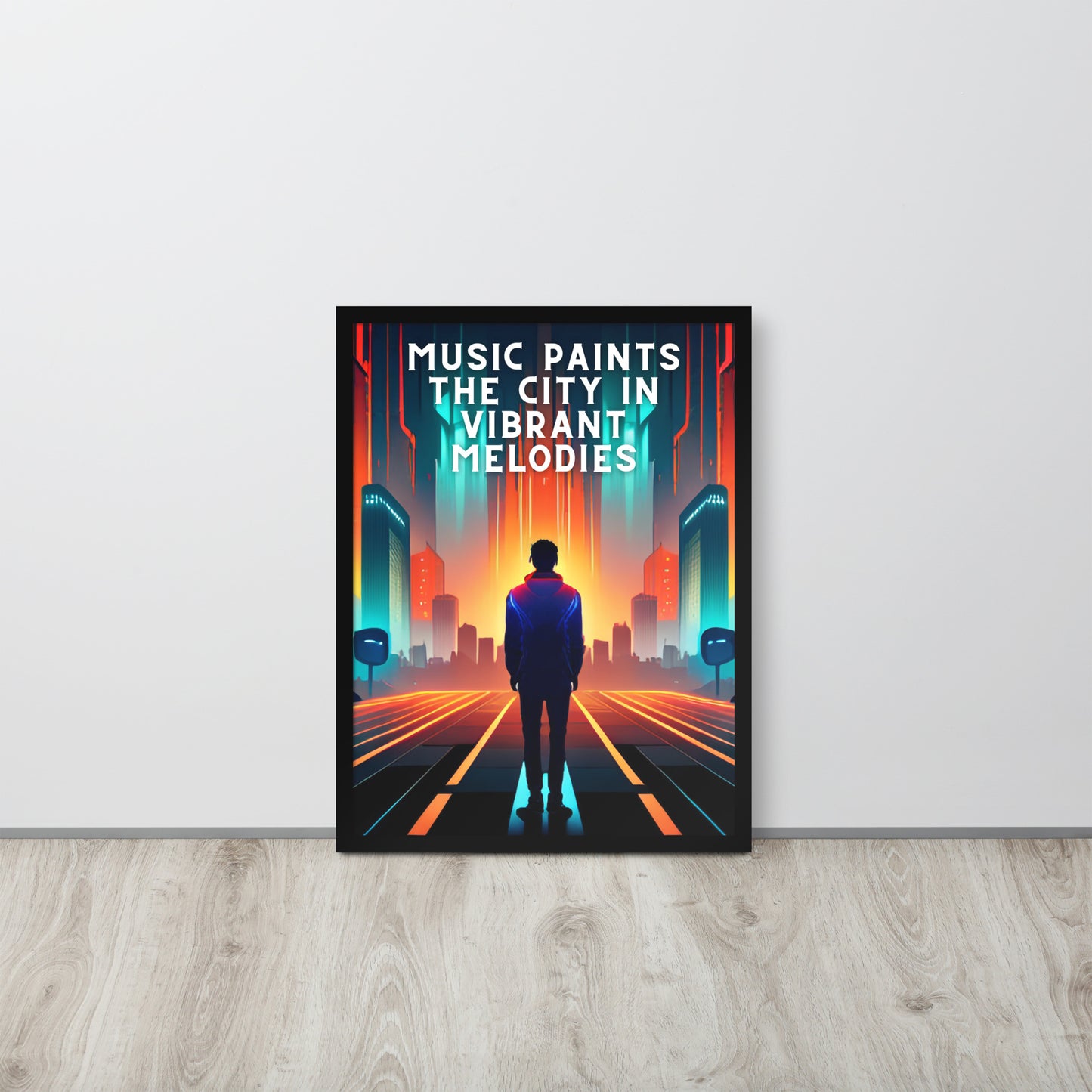 Framed poster - MUSIC PAINTS THE CITY IN VIBRANT MELODIES