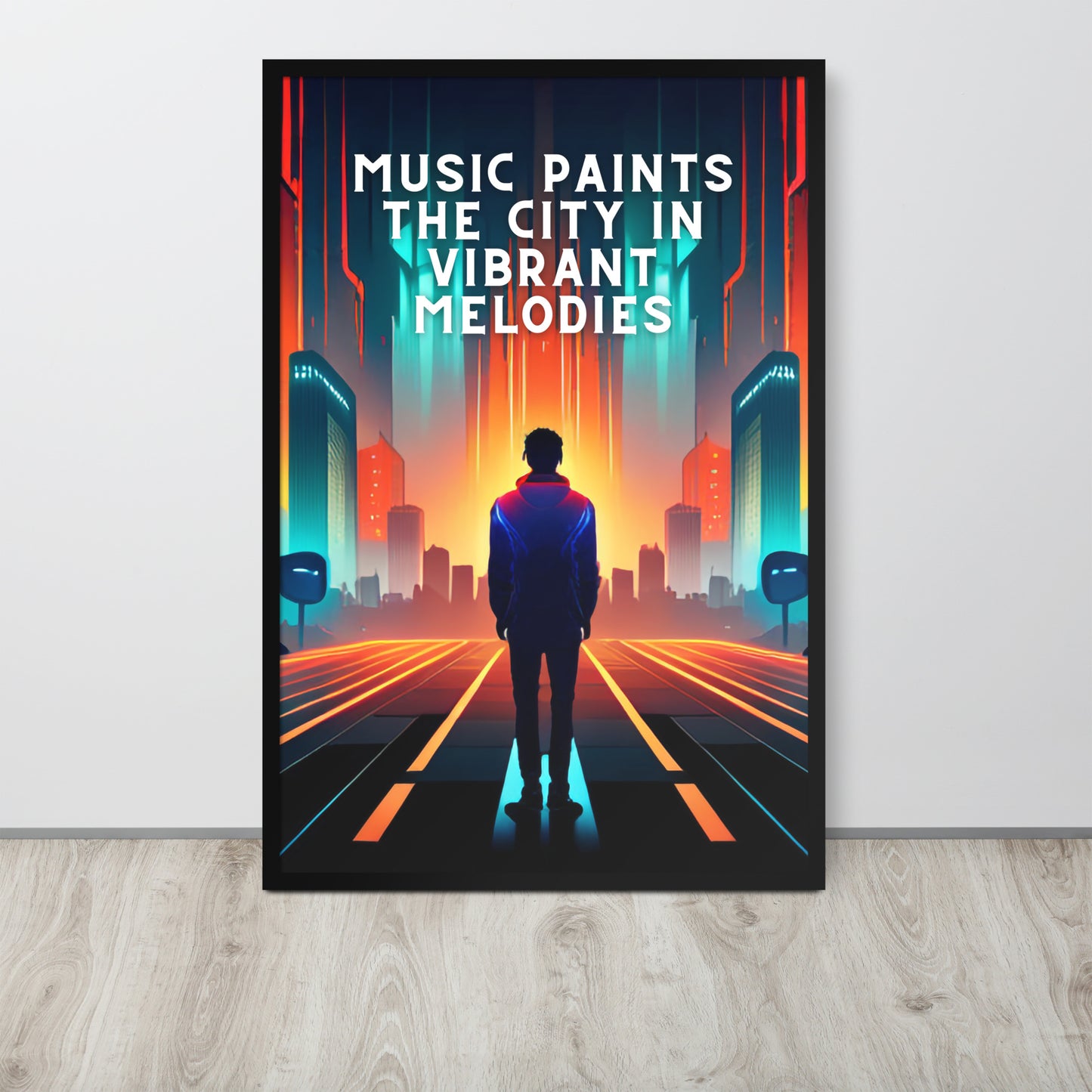 Framed poster - MUSIC PAINTS THE CITY IN VIBRANT MELODIES