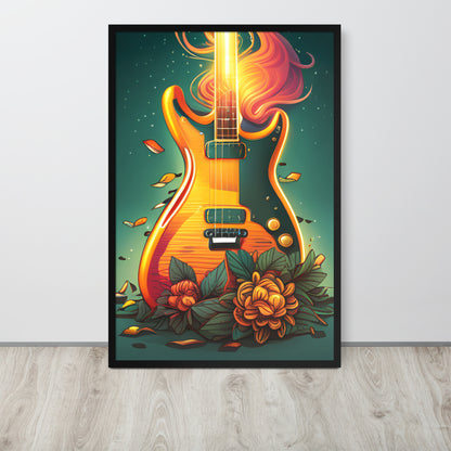 Framed poster - GUITAR IN FLORAL PATTERN