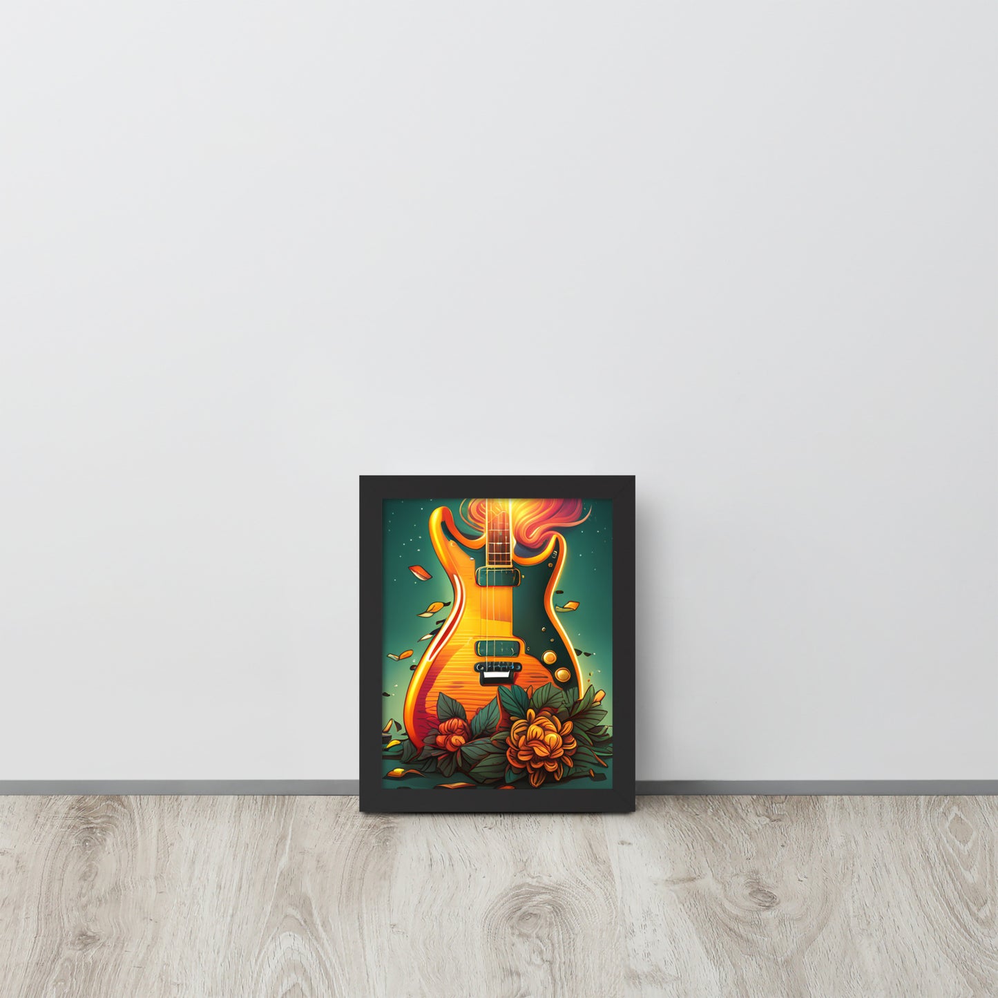 Framed poster - GUITAR IN FLORAL PATTERN